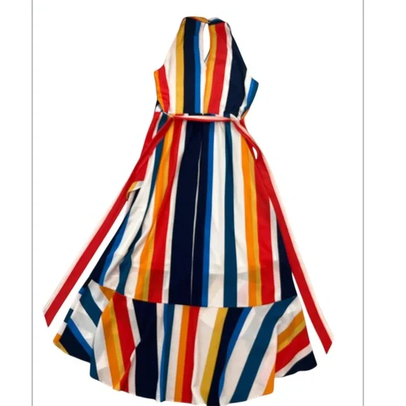 Julia Jordan Size 10 Multicolor Striped High Low Hem Halter Maxi Dress - Picture 3 of 8
